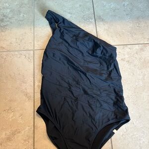 Summersalt The Sidestroke Black One Shoulder Swimsuit